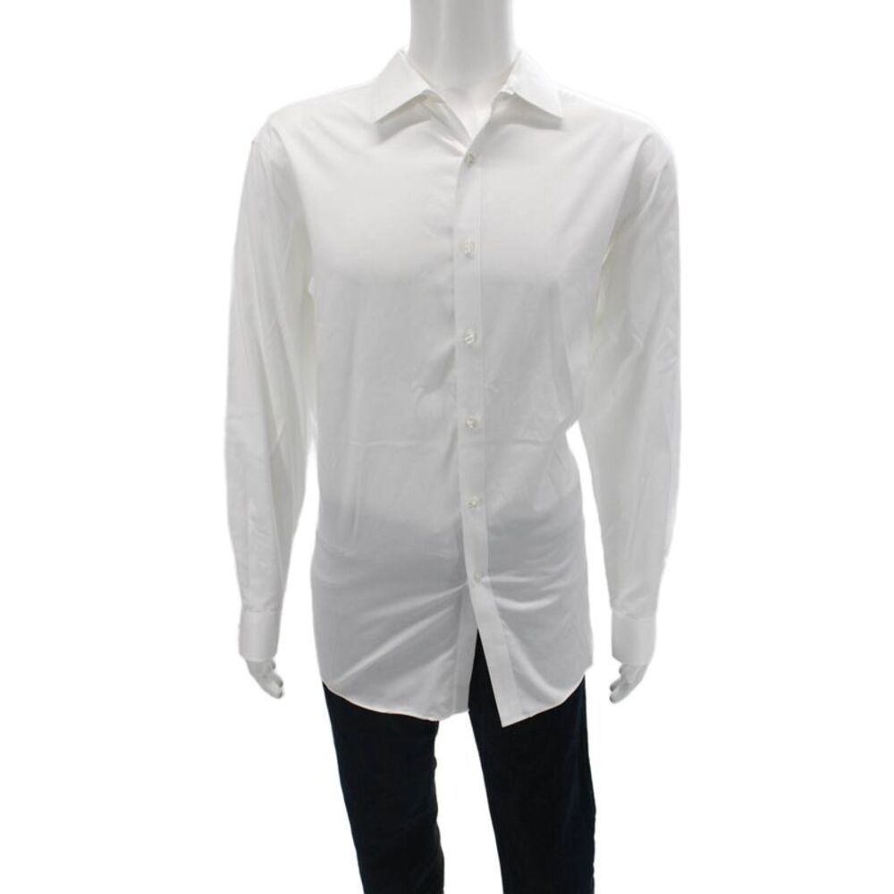 Hart Schaffner Marx Mens Point Collar White Cotton Dress Shirt Size XL